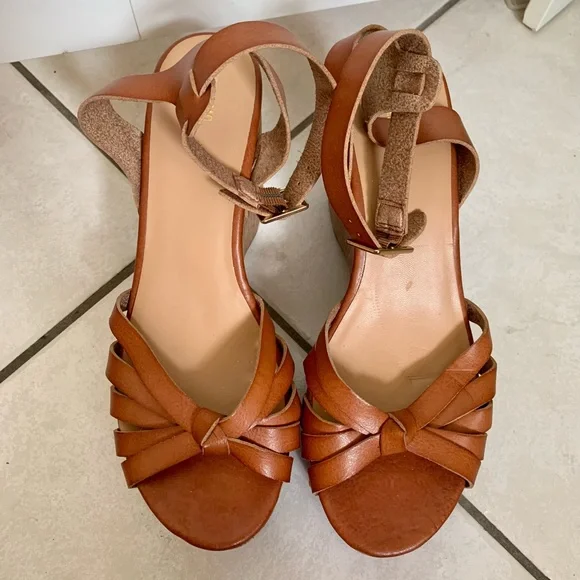 Mossimo Cognac Erie Cork Style Wedge Strappy Sandals SIZE 10 - Picture 5 of 14